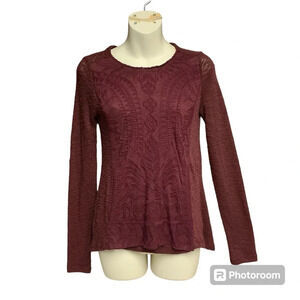 Rewind burgundy top size XS sheer except for front panel long sleeve
